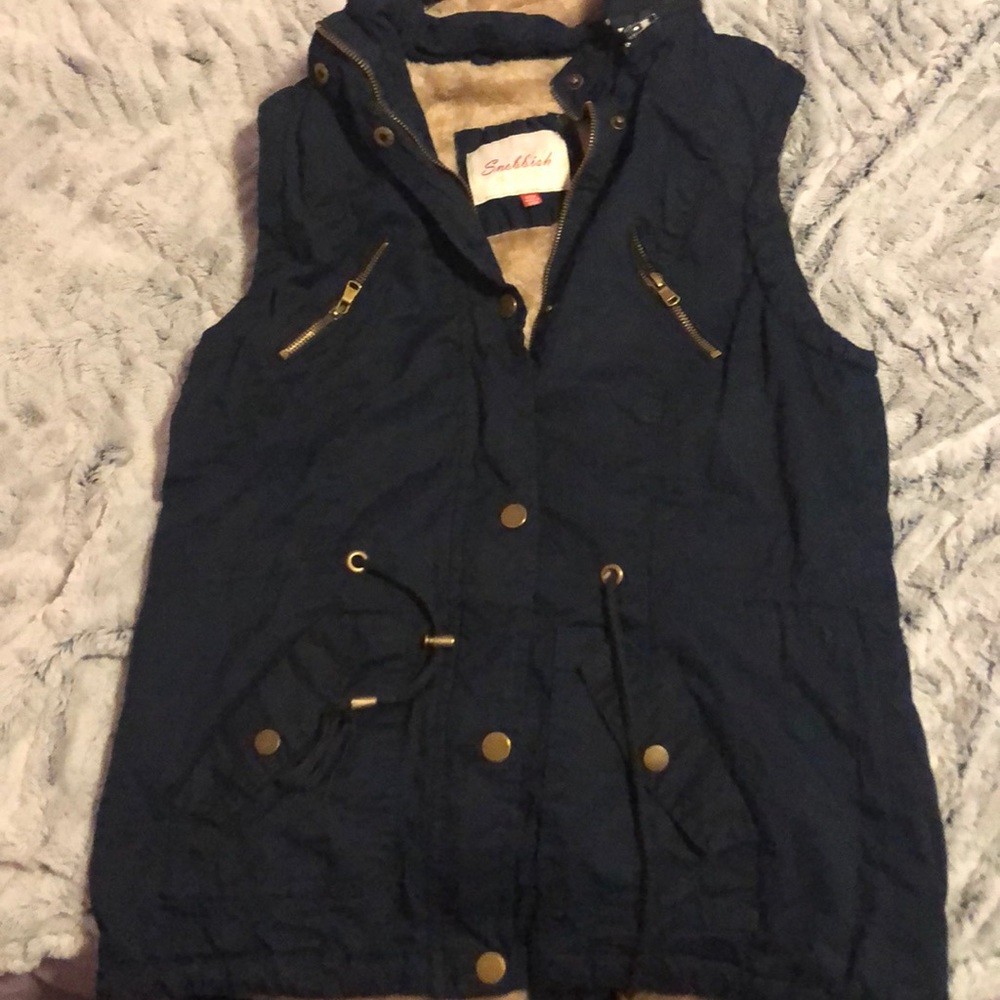 Navy fur vest size medium